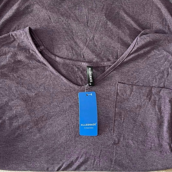 NWT Allegrace Plus Size 2X long sleeve purple jersey. Stretch, v-neck. - Picture 7 of 7